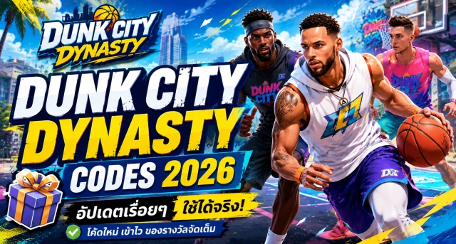 Dunk City Dynasty Codes 2026 อัปเดตเรื่อยๆ