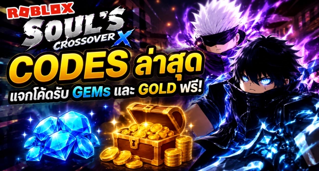 Roblox Soul’s Crossover X Codes ล่าสุด แจกโค้ดรับ Gems และ Gold ฟรี