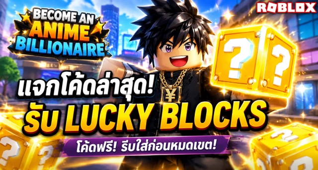 Roblox Become an Anime Billionaire Codes ล่าสุด แจกโค้ดรับ Lucky Blocks และยูนิตฟรี