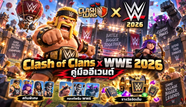 Clash of Clans x WWE 2026 คู่มืออีเวนต์ ครบทั้งสกิน กองทหารและรางวัล
