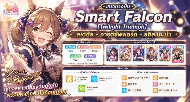 Umamusume: Pretty Derby Smart Falcon (Twilight Triumph) แนวทางปั้น สเตตัส การ์ดซัพพอร์ต และสกิลแนะนำ