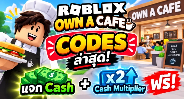 Roblox Own a Cafe Codes ล่าสุด แจก Cash และ Cash Multiplier ฟรี