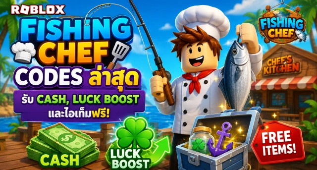 Roblox Fishing Chef Codes ล่าสุด รับ Cash, Luck Boost และไอเท็มฟรี
