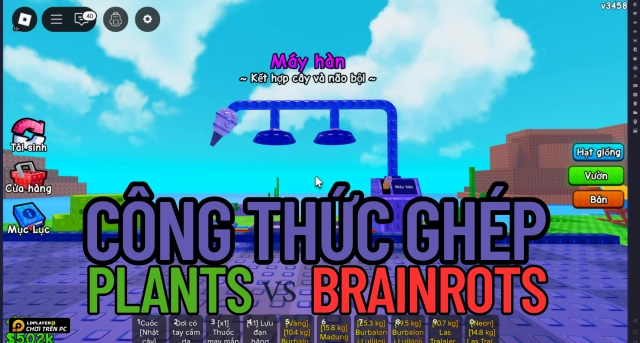 Roblox VNG: Tổng hợp công thức ghép Plant vs Brainrot